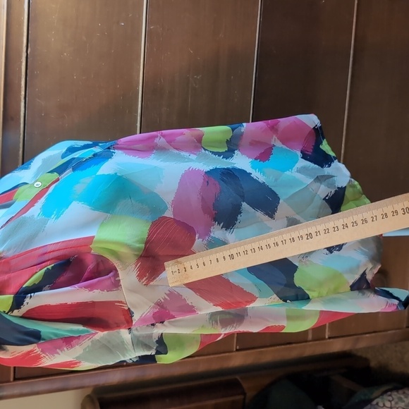 LIZ CLAIBORNE CAREER Classic Watercolor Sheer Blouse LP - Picture 13 of 16